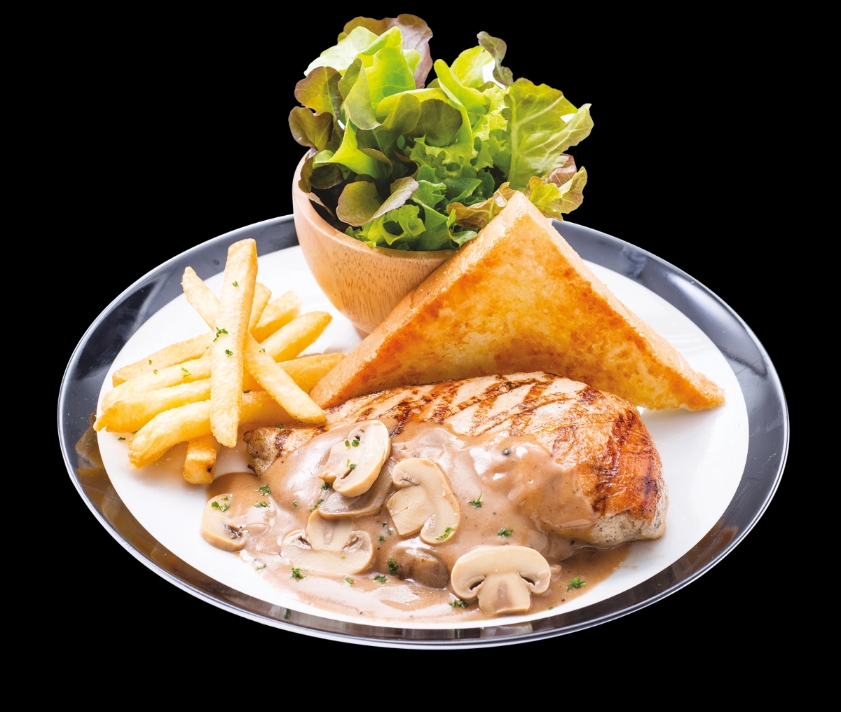 สเต็กอกไก่ซอสเห็ด